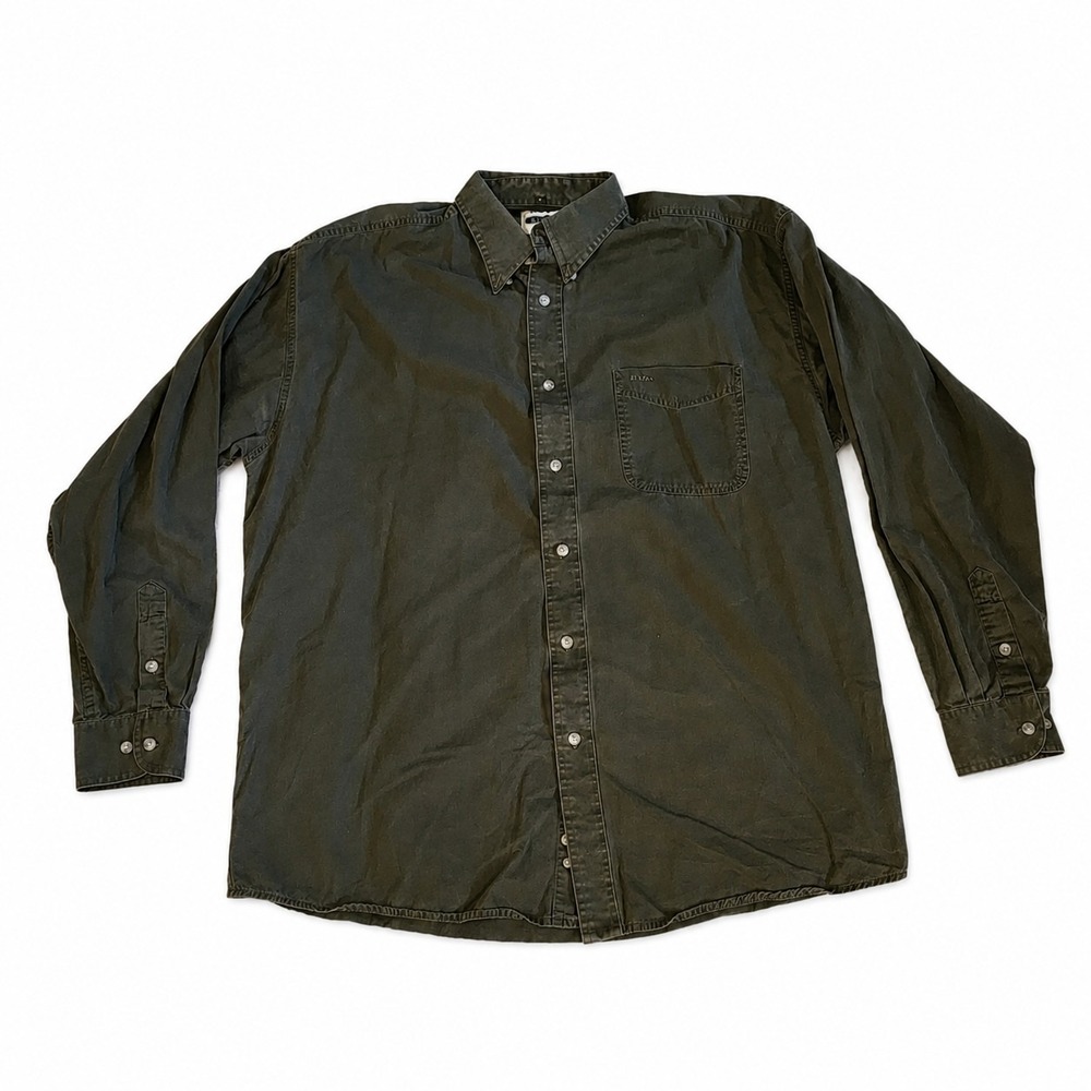 Wrangler Riata Dark Green Button Front Shirt Mens XL Long Sleeve Western Casual